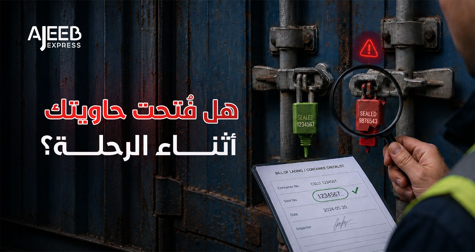 Blog فحص ختم حاوية شحن للتأكد من عدم فتحها أو العبث بها أثناء الرحلة